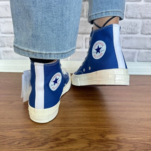 🖤Converse Chuck Taylor Hi Women Shoes Sz 12 Comme des Garcons PLAY Blue 171846C - Picture 7 of 13